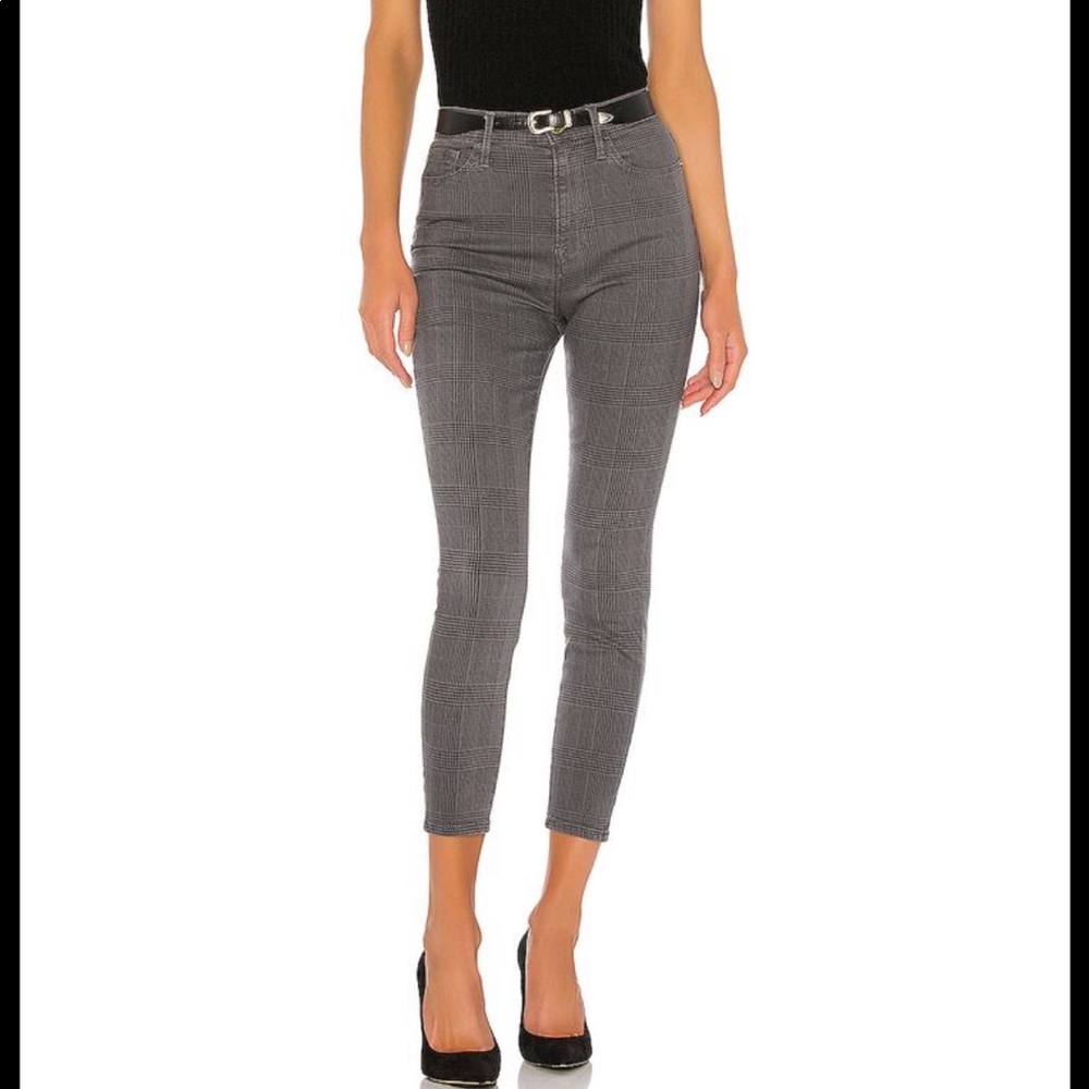 Frame - Ali High Rise Cigarette - Grey Plaid - Size 26